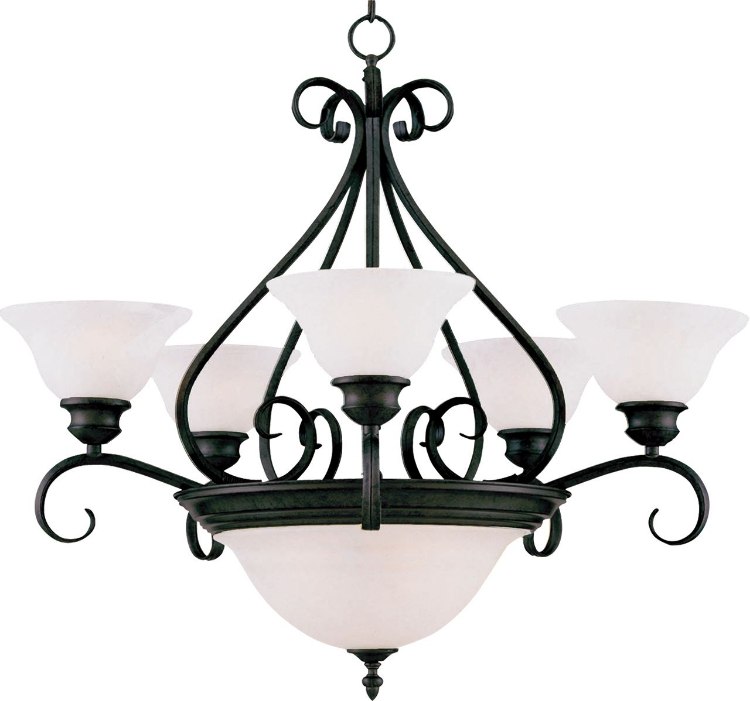 Foto para 100+60W Pacific 7-Light Chandelier KB Marble Glass MB Incandescent 72" Chain
