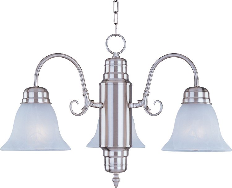 Foto para 100W Builder Basics 3-Light Chandelier SN Marble Glass MB Incandescent 36" Chain