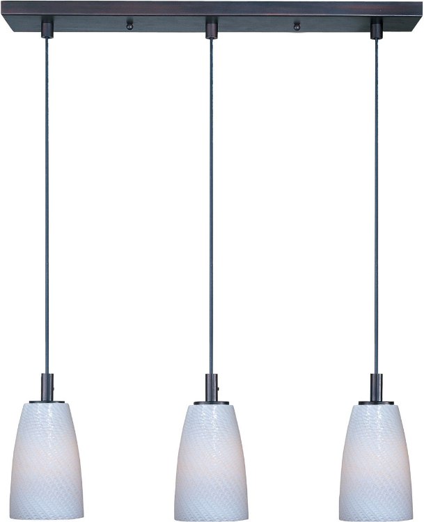 Foto para 100W Carte 3-Light Pendant BZ White Ripple MB (OA HT 24"-60")