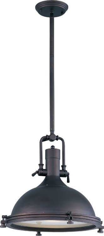 Foto para 100W Hi-Bay 1-Light Pendant BZ Frosted Metal MB Incandescent (OA HT 61")
