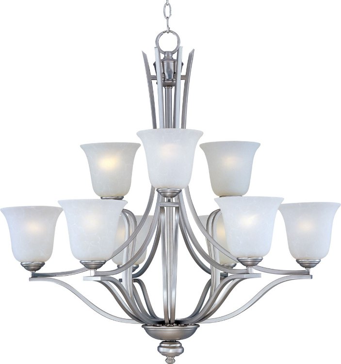 Foto para 100W Madera 9-Light Chandelier SS Ice Glass MB Incandescent 72" Chain