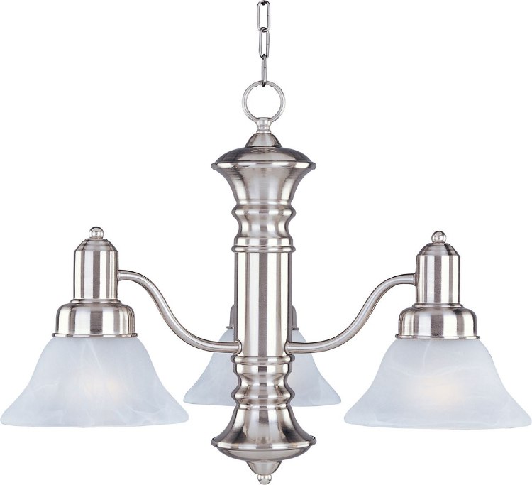 Foto para 100W Newburg 3-Light Chandelier SN Marble Glass MB Incandescent 36" Chain