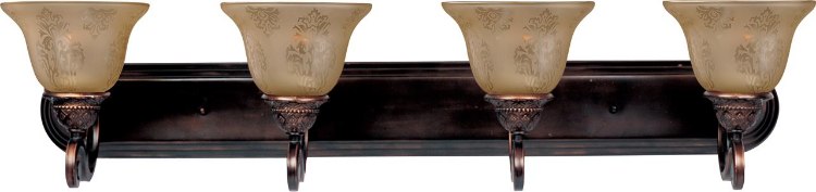Foto para 100W Symphony 4-Light Bath Vanity OI Screen Amber Glass MB Incandescent 