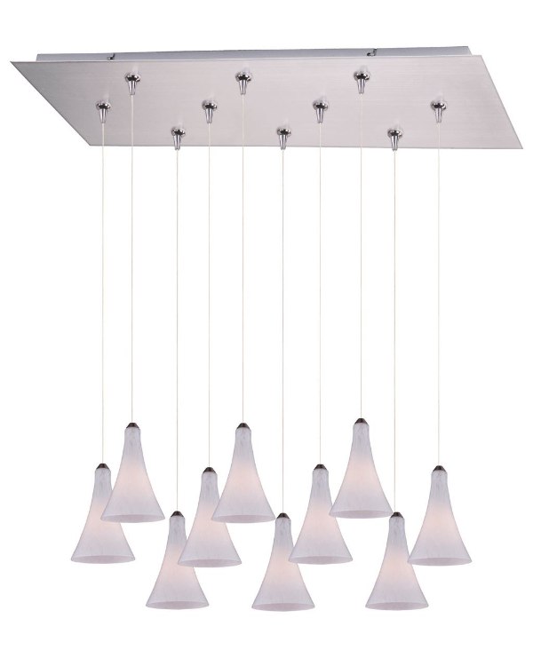 Foto para 35W Leopard 10-Light RapidJack Pendant and Canopy SN White Leopard Glass 12V G4 Xenon (OA HT 10"-130") (CAN 31.5"x12.5"x2.5")