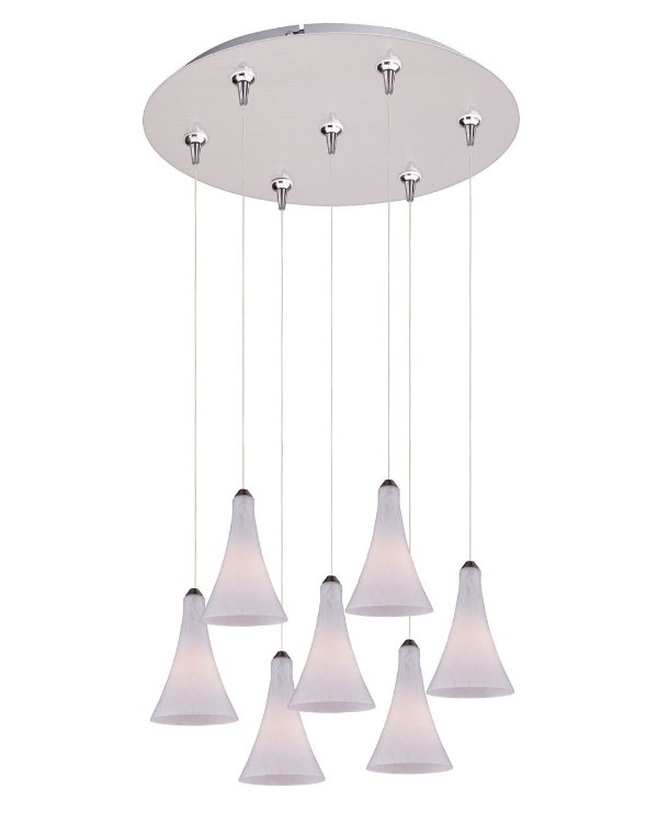 Foto para 35W Leopard 7-Light RapidJack Pendant and Canopy SN White Leopard Glass 12V G4 Xenon (OA HT 10"-130") (CAN 17"x2.5")