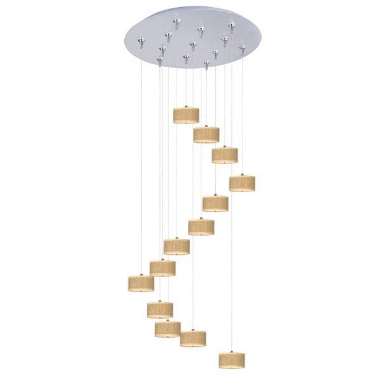 Foto para 50W Elements 13-Light RapidJack Pendant and Canopy SN Natural Fiber 12V GY6.35 T4 Xenon (OA HT 6.25"-126.25") (CAN 21"x2.5")