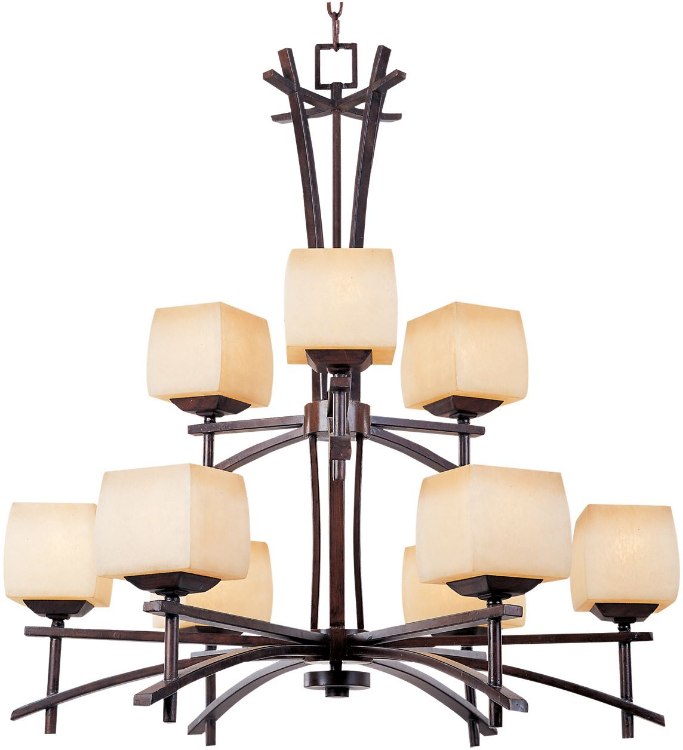 Foto para 60W Asiana 9-Light Chandelier RC Wilshire Glass MB Incandescent 72" Chain