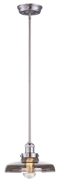 Foto para 60W Mini Hi-Bay 1-Light Pendant SN Mirror Smoke Glass MB Incandescent (OA HT 50")