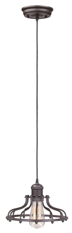 Foto para 60W Mini Hi-Bay 1-Light Pendant W/Bulb BZ Metal MB Incandescent 10"x6.75" (OA HT 65.75")