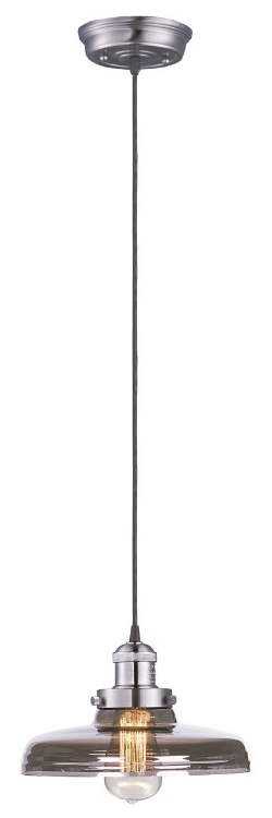 Foto para 60W Mini Hi-Bay 1-Light Pendant W/Bulb SN Mirror Smoke Glass MB Incandescent (OA HT 65.75")