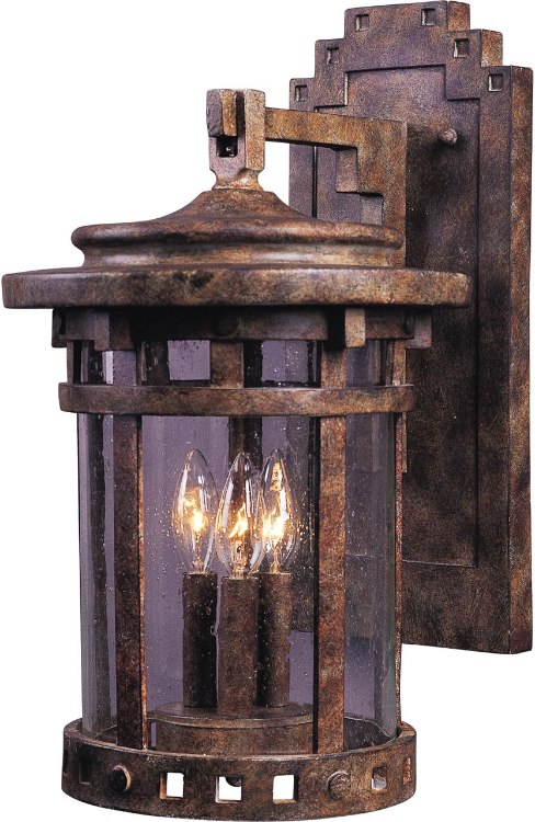 Foto para 60W Santa Barbara VX 3-Light Outdoor Wall Lantern SE Seedy Glass CA Incandescent 11"x20" 