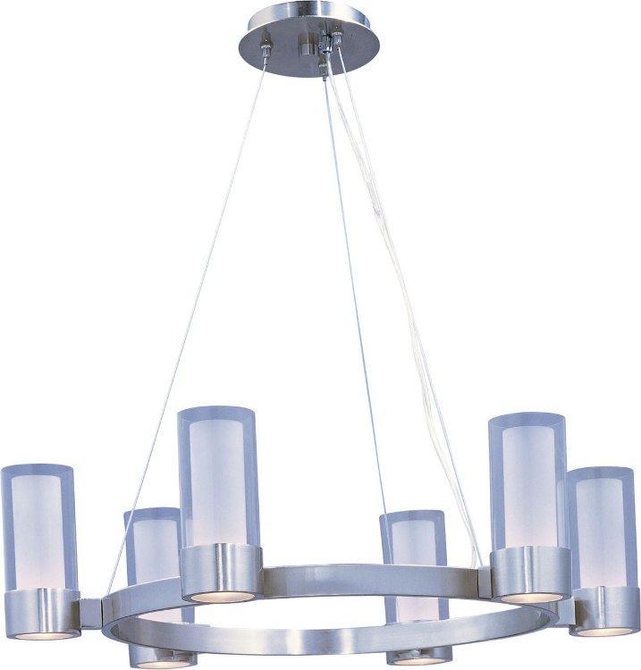 Foto para 75W Silo 6-Light Chandelier PC Clear/Frosted Glass G9 Frost Xenon (OA HT 130")