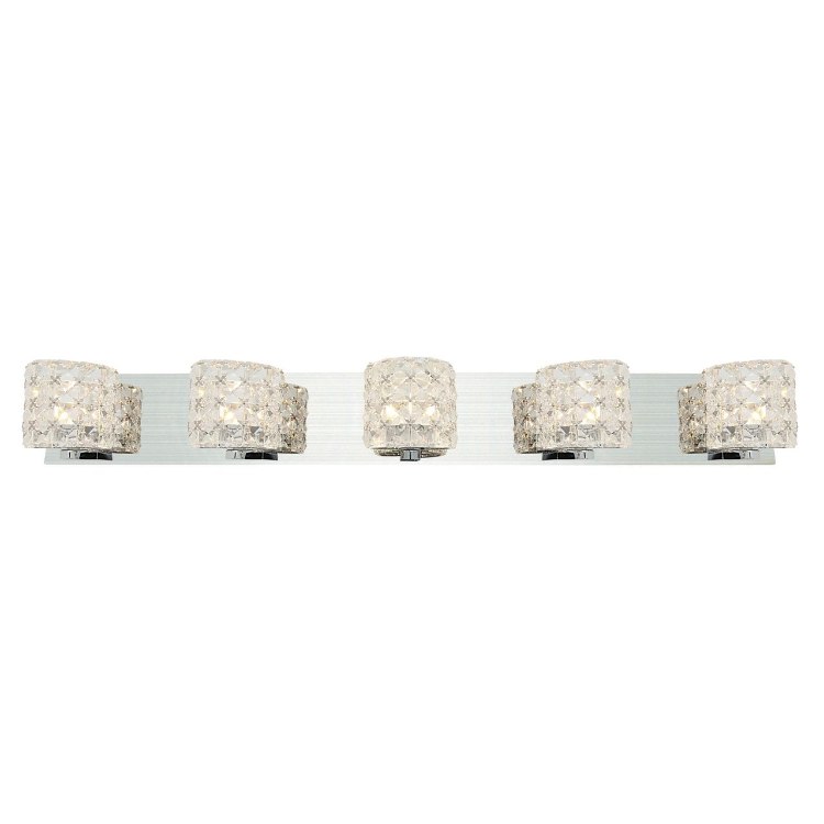 Foto para 300w (5 x 60) Prizm G9 G9 Halogen Damp Location Chrome Clear Crystal 5Lt Vanity (CAN 35.9"x4.75"x0.75")
