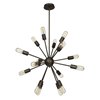 Foto para 640w (16 x 40) Flux E-26 T-14 Incandescent Dry Location Bronze Vintage Lamped Chandelier 24"Ø24" (CAN Ø4.75")