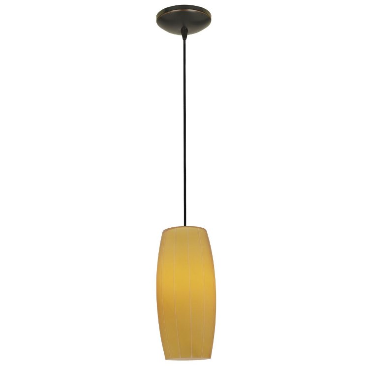 Foto para 100w Cognac Glass Pendant E-26 A-19 Incandescent Dry Location Oil Rubbed Bronze Amber Glass 10.25"Ø4.75" (CAN 1.25"Ø5.25")