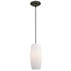 Foto para 100w Cognac Glass Pendant E-26 A-19 Incandescent Dry Location Oil Rubbed Bronze White Glass 10.25"Ø4.75" (CAN 1.25"Ø5.25")