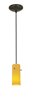 Foto para 100w Cylinder Glass Pendant E-26 A-19 Incandescent Dry Location Oil Rubbed Bronze Amber Glass 10"Ø4" (CAN 1.25"Ø5.25")