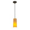 Foto para 100w Glass`n Glass  Cylinder Pendant E-26 A-19 Incandescent Dry Location Oil Rubbed Bronze Clear Amber Glass 10"Ø4.5" (CAN 1.25"Ø5.25")