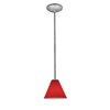 Foto para 100w Martini Glass Pendant E-26 A-19 Incandescent Dry Location Brushed Steel Red Glass 6"Ø7" (CAN 1.25"Ø5.25")