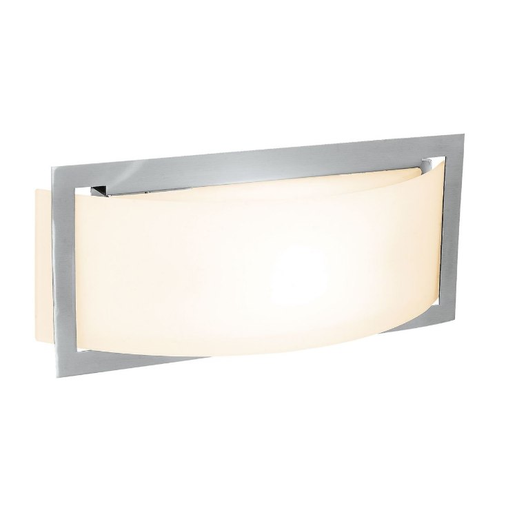 Foto para 13w Argon GU-24 Spiral Fluorescent Damp Location Brushed Steel Opal Wall Fixture (CAN 9.88"x4.25"x1")