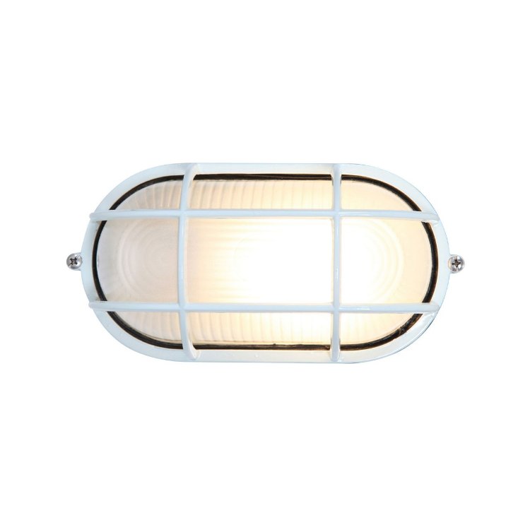 Foto para 13w Nauticus GU-24 Spiral Fluorescent White Frosted Wet Location Bulkhead 8.25"x4.25" (CAN 8"x4.4"x1")