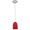 Foto para 18w Bordeaux Glass Pendant GU-24 Spiral Fluorescent Dry Location Brushed Steel Red Glass 7.5"Ø5.25" (CAN 1.25"Ø5.25")