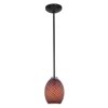 Foto para 18w Brandy FireBird Glass Pendant GU-24 Spiral Fluorescent Dry Location Oil Rubbed Bronze Plum Firebird Glass 9"Ø6" (CAN 1.25"Ø5.25")