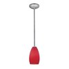 Foto para 18w Champagne Glass Pendant GU-24 Spiral Fluorescent Dry Location Brushed Steel Red Glass 9"Ø5" (CAN 1.25"Ø5.25")