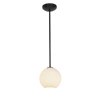 Foto para 18w S Japanese Lantern Glass Pendant GU-24 Spiral Fluorescent Dry Location Oil Rubbed Bronze White Lined Glass 8"Ø8" (CAN 1.25"Ø5.25")