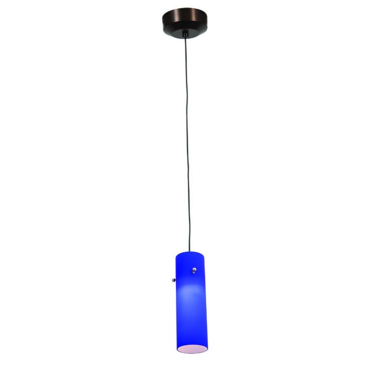Foto para 5w Tungsten Module Dry Location Bronze Cobalt LED Pendant with Anari Silk (l) Glass