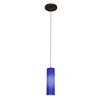 Foto para 35w Zeta GY6.35 Bi-Pin Halogen Dry Location Bronze Cobalt Low Voltage Pendant with Anari Silk (l) Glass