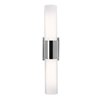 Foto para 36w (2 x 18) Aqueous 2G11 FT18DL Fluorescent Damp Location Brushed Steel Opal Wall Fixture (CAN 5.9"x4.25"x1.75")