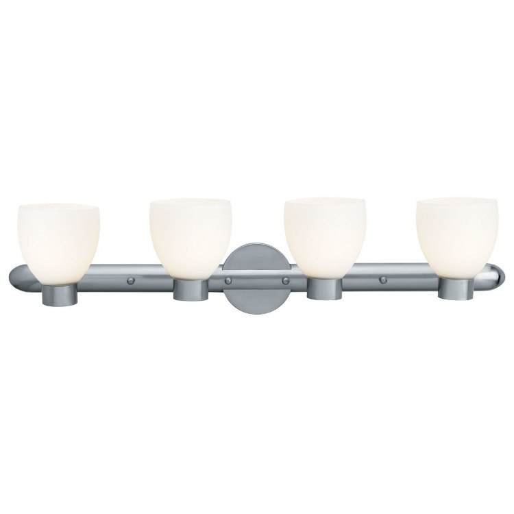Foto para 72w (4 x 18) Frisco GU-24 Spiral Fluorescent Damp Location Brushed Steel Opal Wall & Vanity (CAN 35"x2"x0.88"Ø4.75")