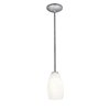 Foto para 100w Champagne Glass Pendant E-26 A-19 Incandescent Dry Location Brushed Steel White Stone Glass 9"Ø5" (CAN 1.25"Ø5.25")