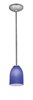 Foto para 100w Bordeaux Glass Pendant E-26 A-19 Incandescent Dry Location Brushed Steel Cobalt Glass 7.5"Ø5.25" (CAN 1.25"Ø5.25")