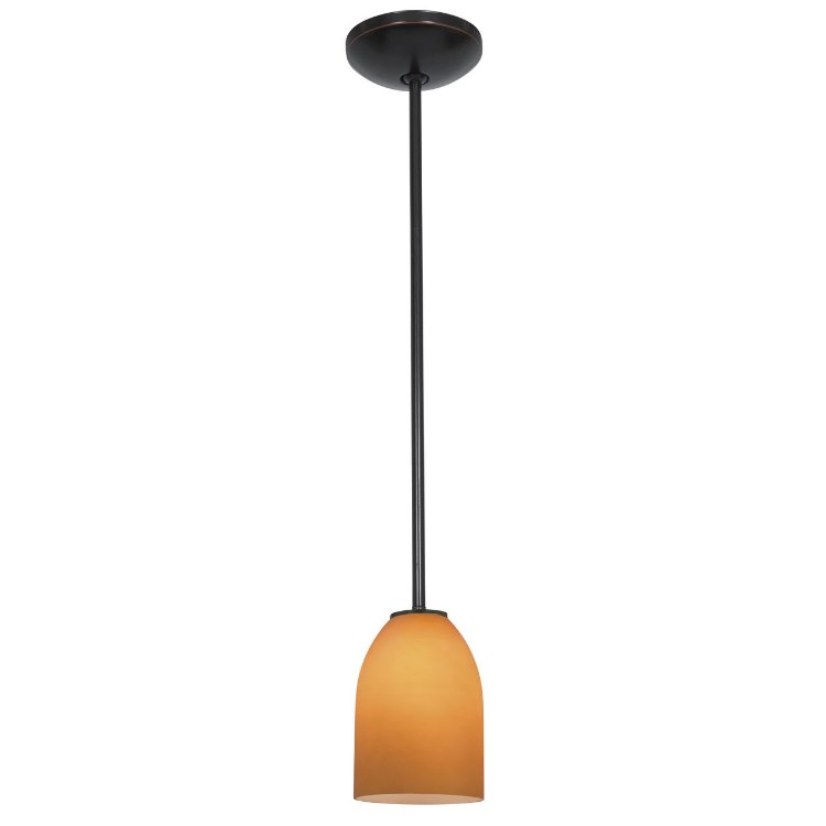 Foto para 100w Bordeaux Glass Pendant E-26 A-19 Incandescent Dry Location Oil Rubbed Bronze Amber Glass 7.5"Ø5.25" (CAN 1.25"Ø5.25")