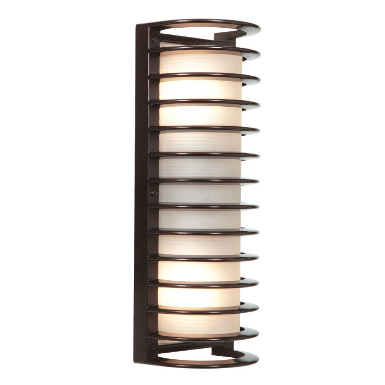 Foto para 120w (2 x 60) Bermuda E-26 A-19 Incandescent Bronze Ribbed Frosted Marine Grade Wet Location Bulkhead (OA HT 16.75) (CAN 7"x4.5")