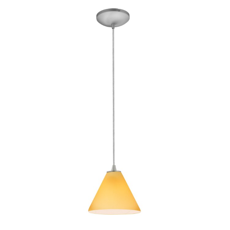 Foto para 12w Martini SSL 90CRI LED Dry Location Brushed Steel White Led Cord Glass Pendant (CAN 1.25"Ø5.25")