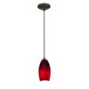 Foto para 12w Merlot SSL 90CRI LED Dry Location Oil Rubbed Bronze Red Sky Cord Glass Pendant (CAN 1.25"Ø5.25")