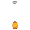 Foto para 11w Brandy FireBird E-26 A-19 LED Dry Location Brushed Steel Amber Firebird Cord Glass Pendant (CAN 1.25"Ø5.25")