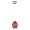 Foto para 11w Brandy FireBird E-26 A-19 LED Dry Location Brushed Steel Plum Firebird Cord Glass Pendant (CAN 1.25"Ø5.25")