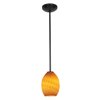 Foto para 11w Brandy FireBird E-26 A-19 LED Dry Location Oil Rubbed Bronze Amber Firebird Rod Glass Pendant (CAN 1.25"Ø5.25")
