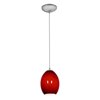 Foto para 12w Brandy FireBird SSL 90CRI LED Dry Location Brushed Steel Red Sky Cord Glass Pendant (CAN 1.25"Ø5.25")