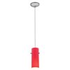 Foto para 11w Cylinder E-26 A-19 LED Dry Location Brushed Steel Red Cord Glass Pendant (CAN 1.25"Ø5.25")