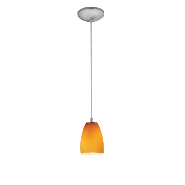Foto para 12w Sherry SSL 90CRI LED Dry Location Brushed Steel Amber Cord Glass Pendant (CAN 1.25"Ø5.25")