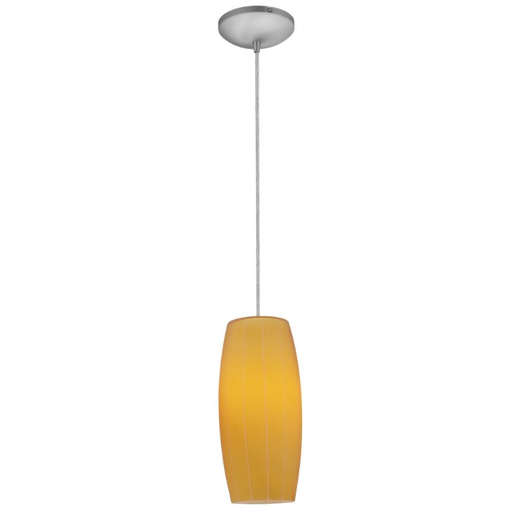 Foto para 12w Cognac SSL 90CRI LED Dry Location Brushed Steel Amber Cord Glass Pendant (CAN 1.25"Ø5.25")