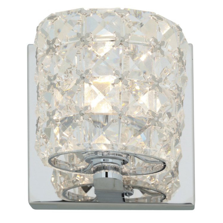 Foto para 4.5w 450lm 30k Prizm Dimmable G9 Replaceable LED Damp Location Chrome Clear Crystal 1-Light Vanity & Wall Fixture (CAN 4.6"x4.75"x0.75")