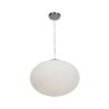 Foto para 10w (3 x 3.33333) 2400lm 30k Callisto Dimmable E-26 Replaceable LED Damp Location Brushed Steel Opal Ribbed OPL Glass Pendant (OA HT 134") (CAN 0.75")
