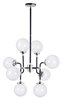 Foto para Atom 8-Light Pendant BKPN White Opal Glass CA Incandescent E12 Incandescent (OA HT 61.5")