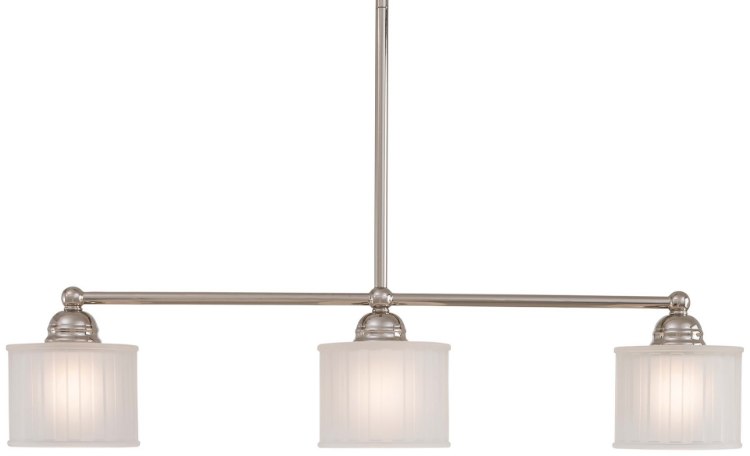 Foto para 100w SW 3 Light Island Light Polished Nickel Etched Glass